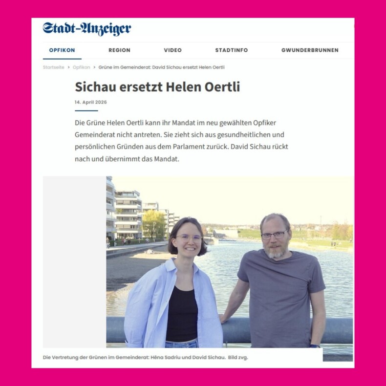 Artikel Stadt Anzeiger: Sichau ersetzt Helen Oertli